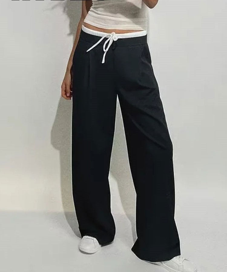 Low Rise Drawstring Wide Leg Pant