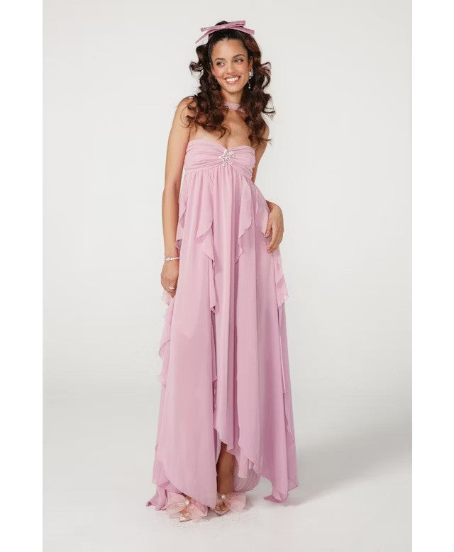 Astoria Backless Ruffle Maxi Dress