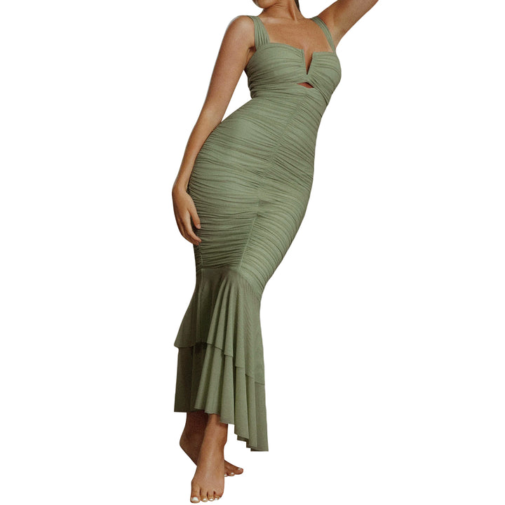 Myla Ruched Fishtail Maxi Dress