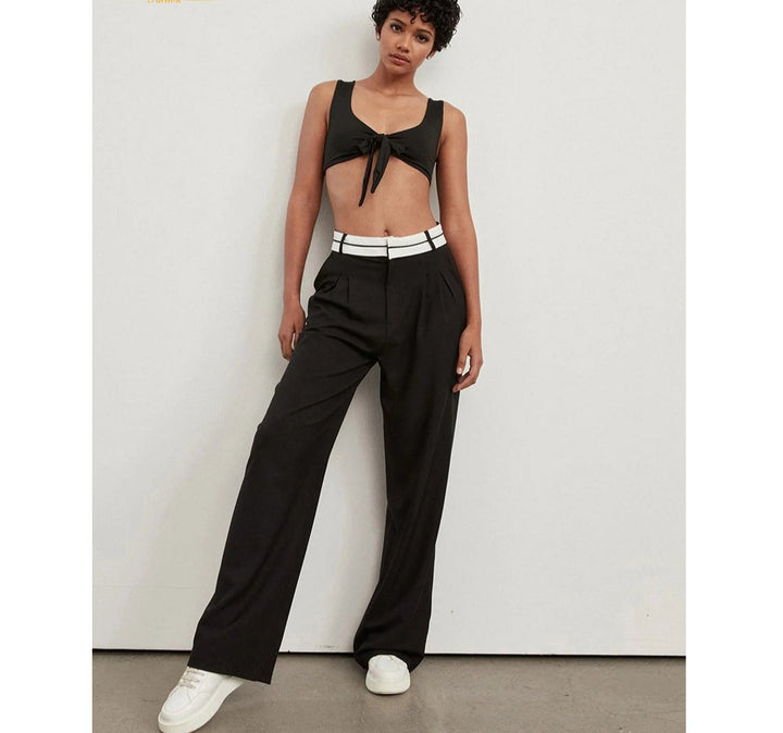 Pleated Zipper Straight Pant