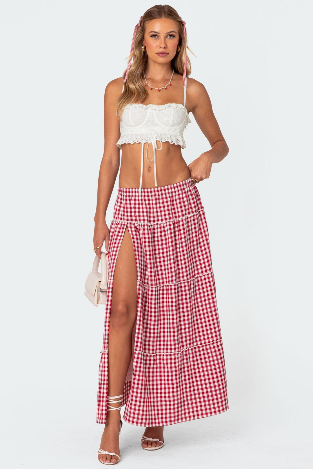 Binkam Side Slit Tiered Maxi Skirt