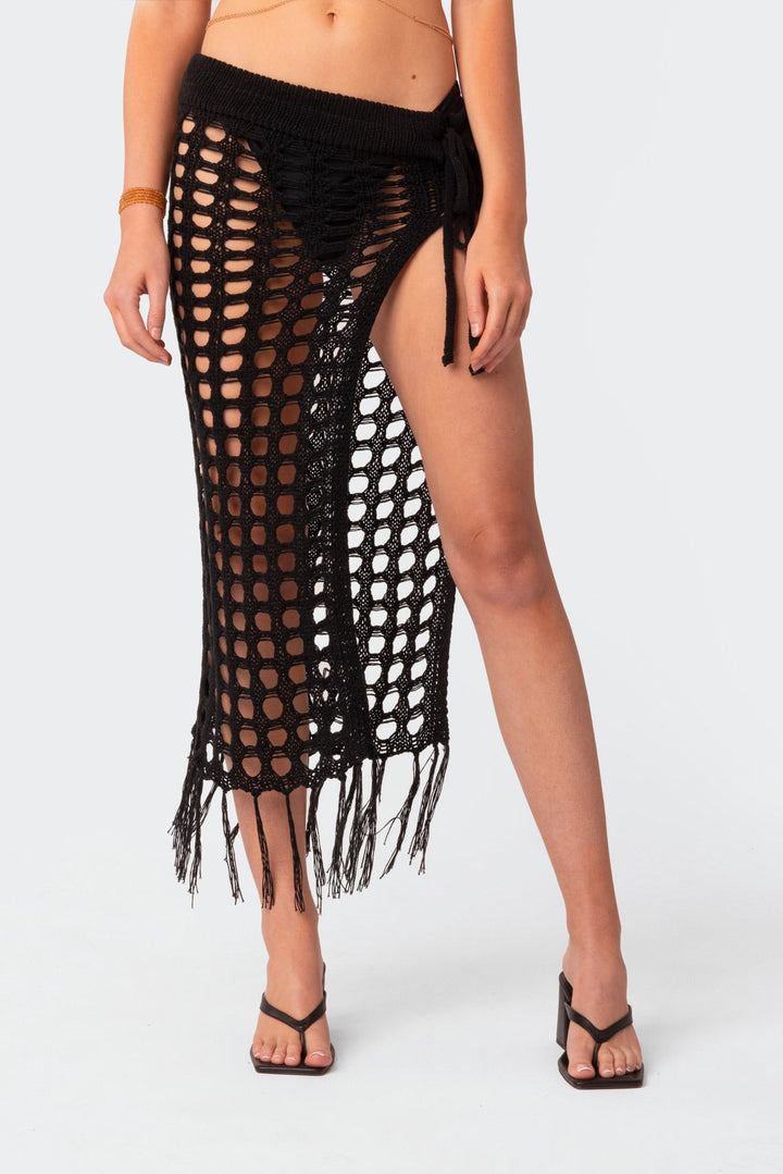 Brianna Crochet Slit Maxi Skirt