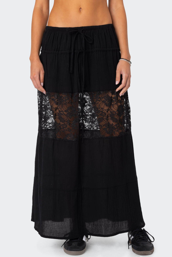 Mila Double Tie Lace Maxi Skirt