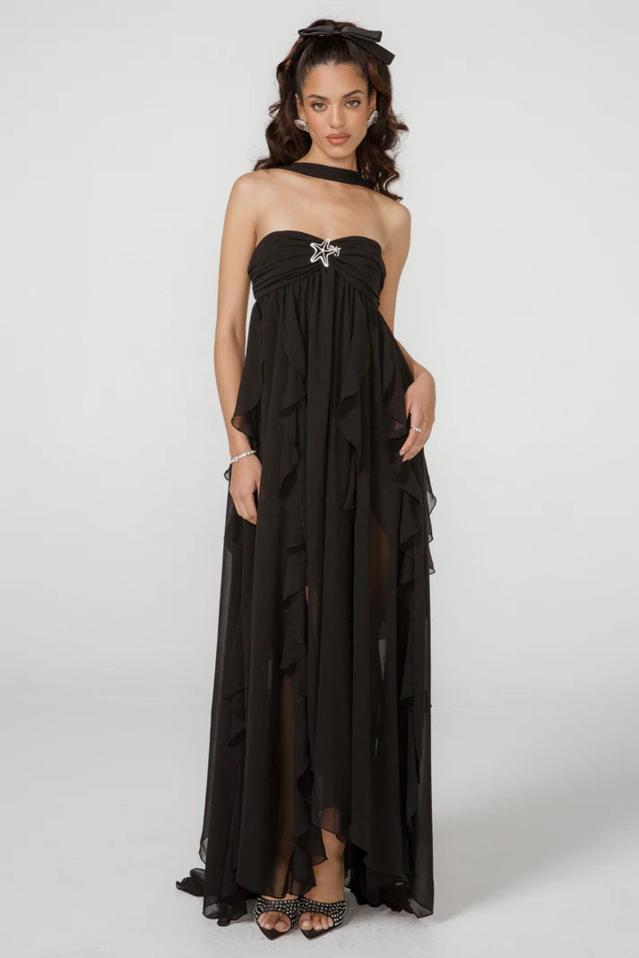 Astoria Backless Ruffle Maxi Dress