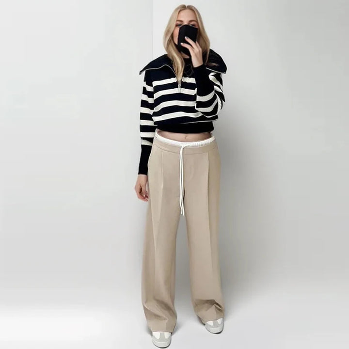 Low Rise Drawstring Wide Leg Pant