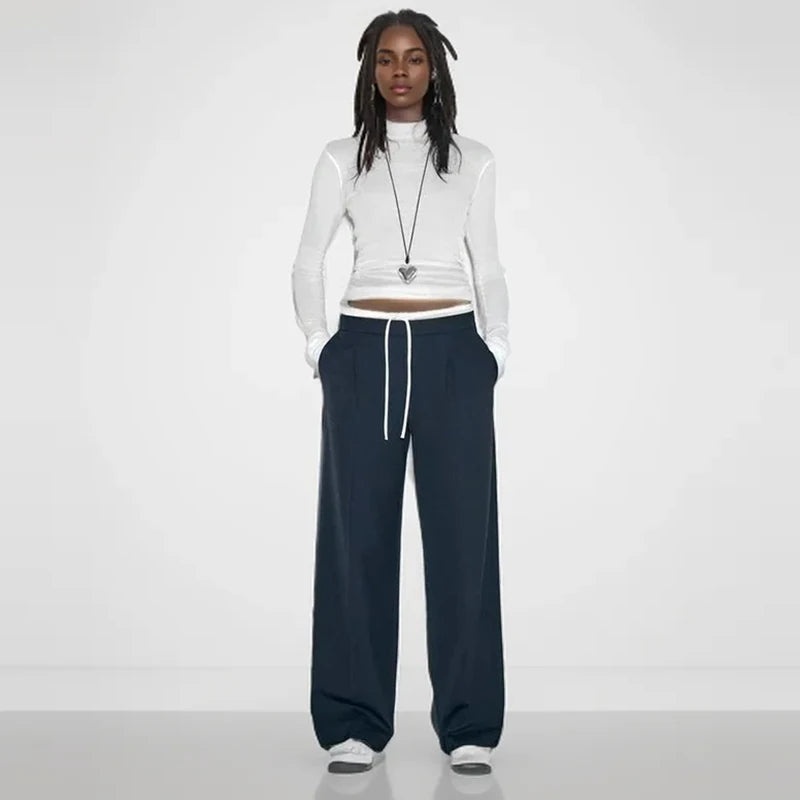 Low Rise Drawstring Wide Leg Pant