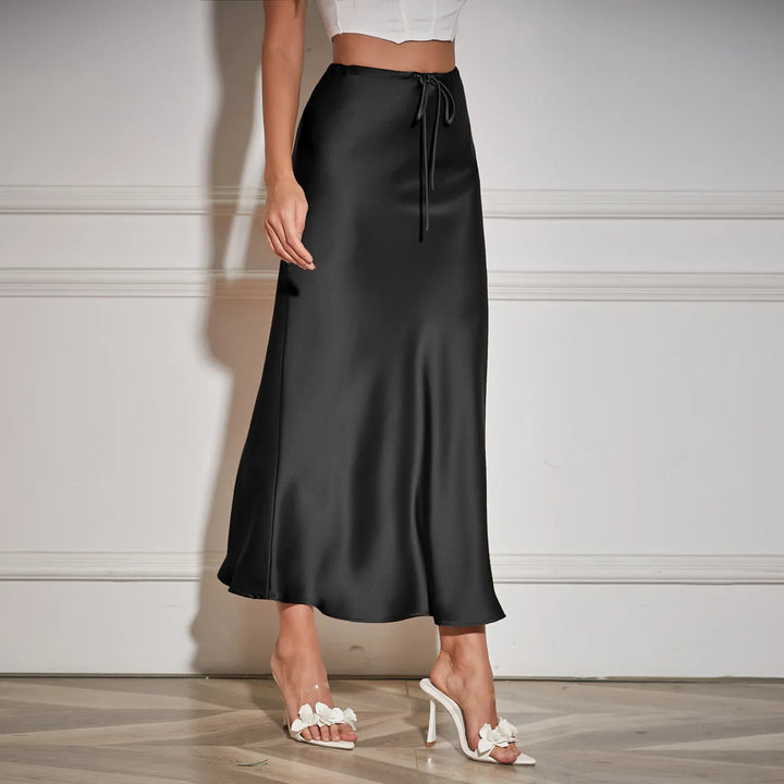 Amelia Drawstring Satin Maxi Skirt