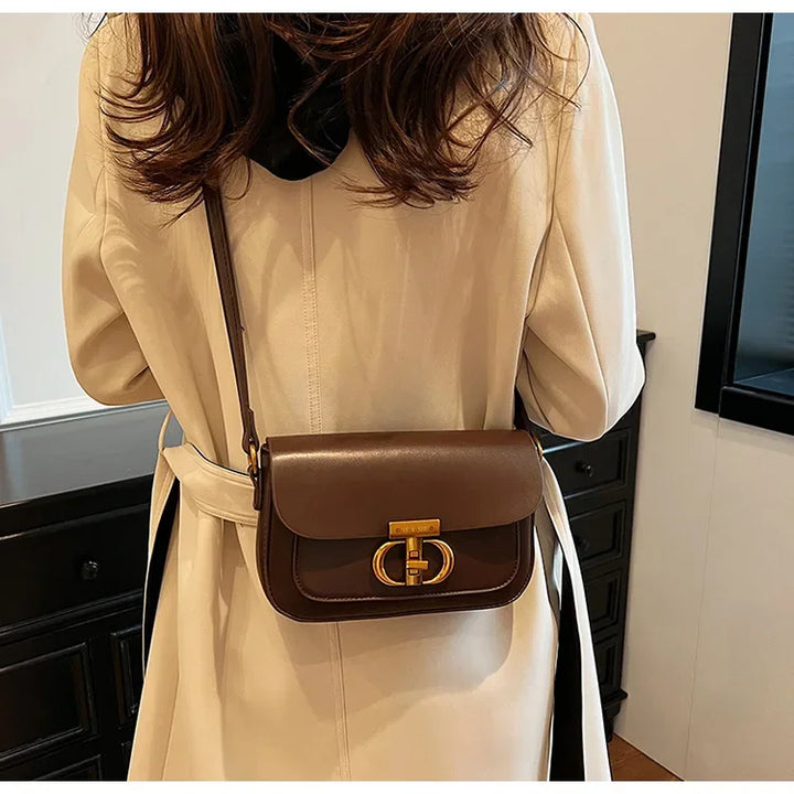 Lock Flap Letter Shoulder Bag