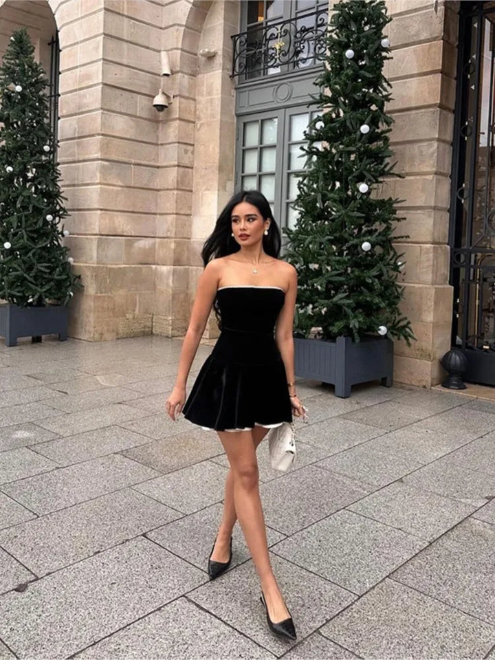 Strapless Velvet Mini Dress