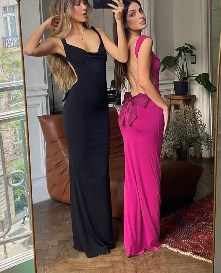 Selena Backless Bow Maxi Dress