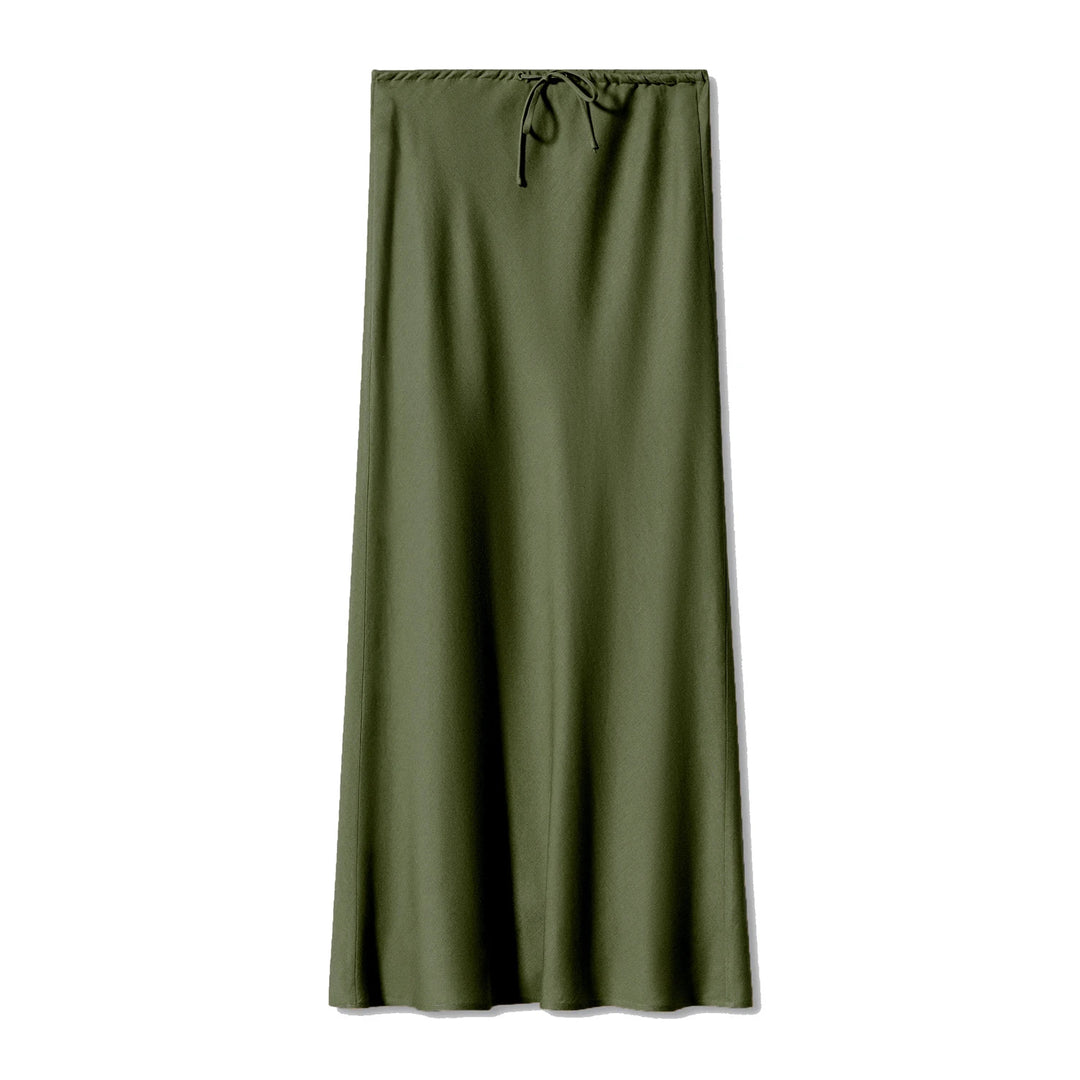 Amelia Drawstring Satin Maxi Skirt